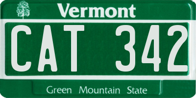 VT license plate CAT342