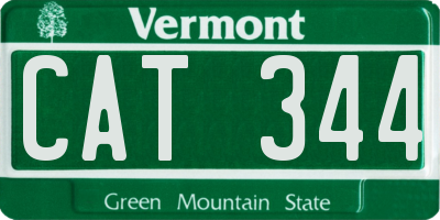 VT license plate CAT344