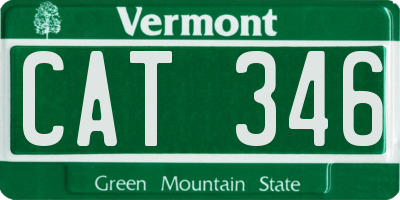 VT license plate CAT346