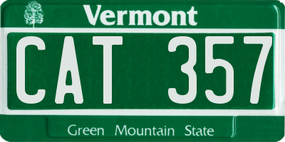 VT license plate CAT357