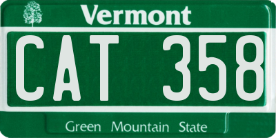 VT license plate CAT358