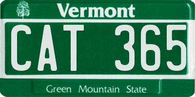 VT license plate CAT365