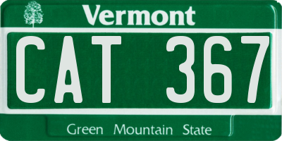VT license plate CAT367