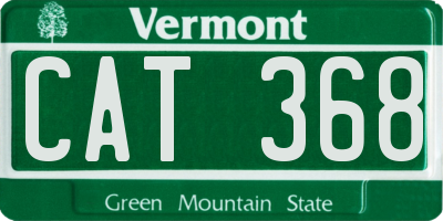 VT license plate CAT368