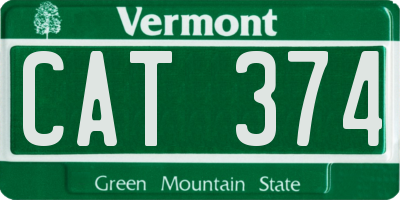 VT license plate CAT374