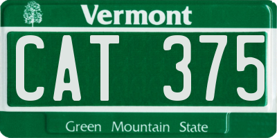 VT license plate CAT375
