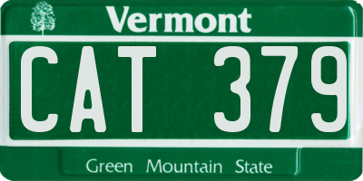 VT license plate CAT379