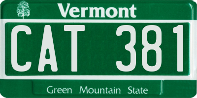 VT license plate CAT381