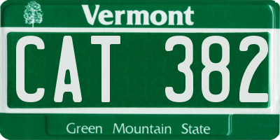 VT license plate CAT382