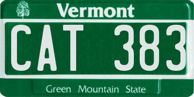 VT license plate CAT383