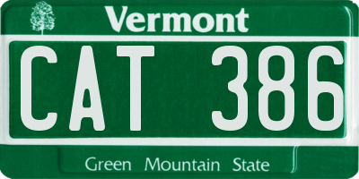VT license plate CAT386