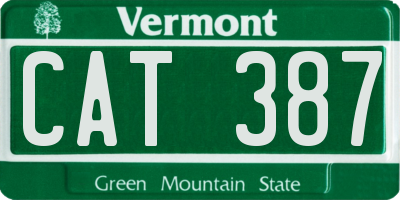 VT license plate CAT387