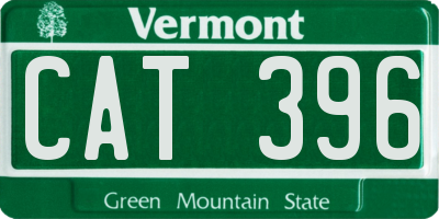 VT license plate CAT396