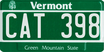 VT license plate CAT398