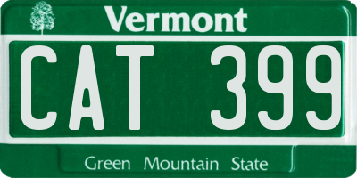 VT license plate CAT399
