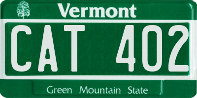 VT license plate CAT402