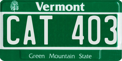 VT license plate CAT403
