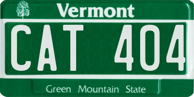 VT license plate CAT404