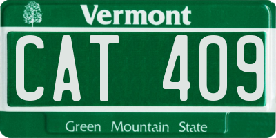 VT license plate CAT409