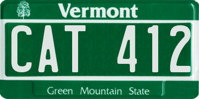 VT license plate CAT412