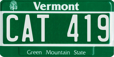 VT license plate CAT419