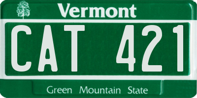 VT license plate CAT421