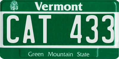 VT license plate CAT433
