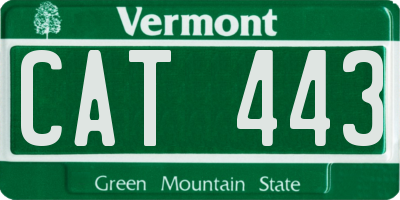 VT license plate CAT443