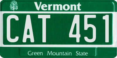 VT license plate CAT451