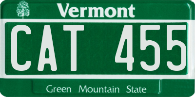 VT license plate CAT455