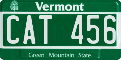VT license plate CAT456