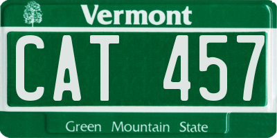 VT license plate CAT457