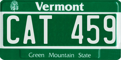 VT license plate CAT459