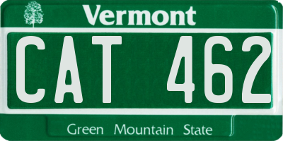 VT license plate CAT462