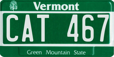 VT license plate CAT467