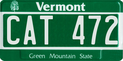 VT license plate CAT472