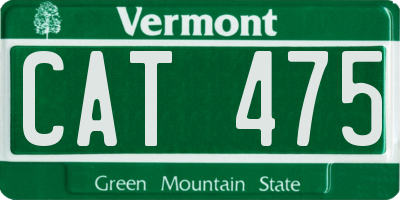 VT license plate CAT475