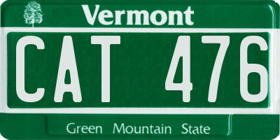 VT license plate CAT476