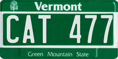 VT license plate CAT477