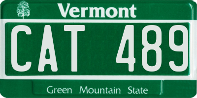 VT license plate CAT489