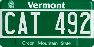 VT license plate CAT492
