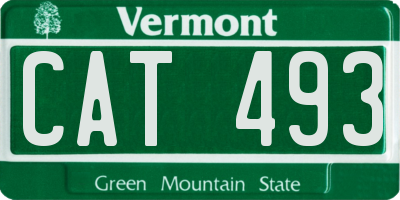 VT license plate CAT493