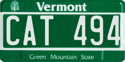 VT license plate CAT494