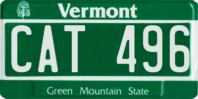 VT license plate CAT496