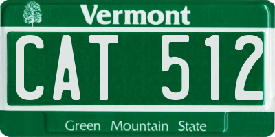 VT license plate CAT512