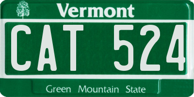 VT license plate CAT524
