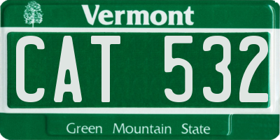 VT license plate CAT532