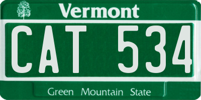 VT license plate CAT534