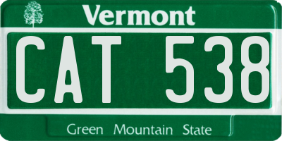 VT license plate CAT538