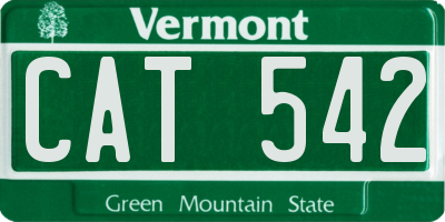 VT license plate CAT542